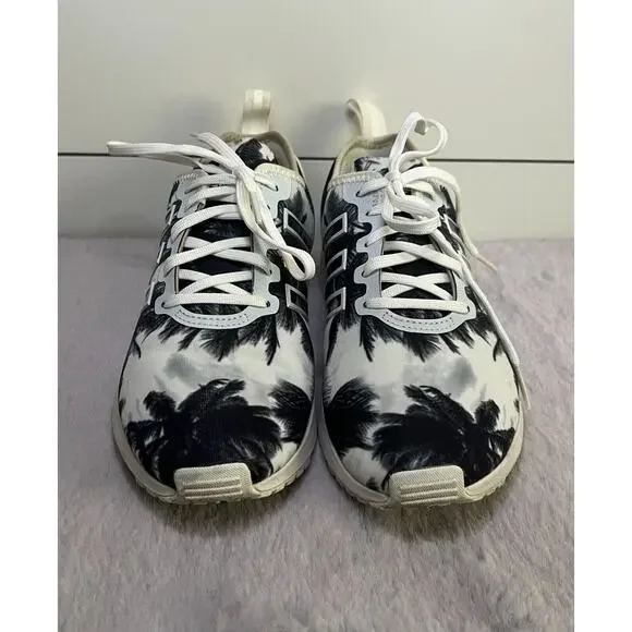 Adidas ZX Flux Athletic Shoe (White w Black-Grey Palm Tree) Unisex EU 38 W 7.5 - Picture 2 of 7